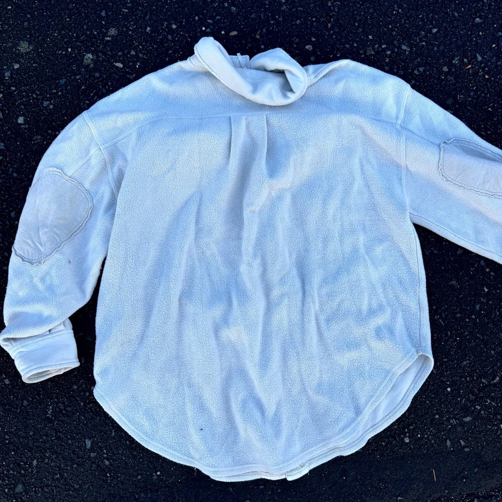 Free People Ruby Oversized Fleece Shirt Jacket Shacket Light White Cozy Sz Large - Picture 8 of 10